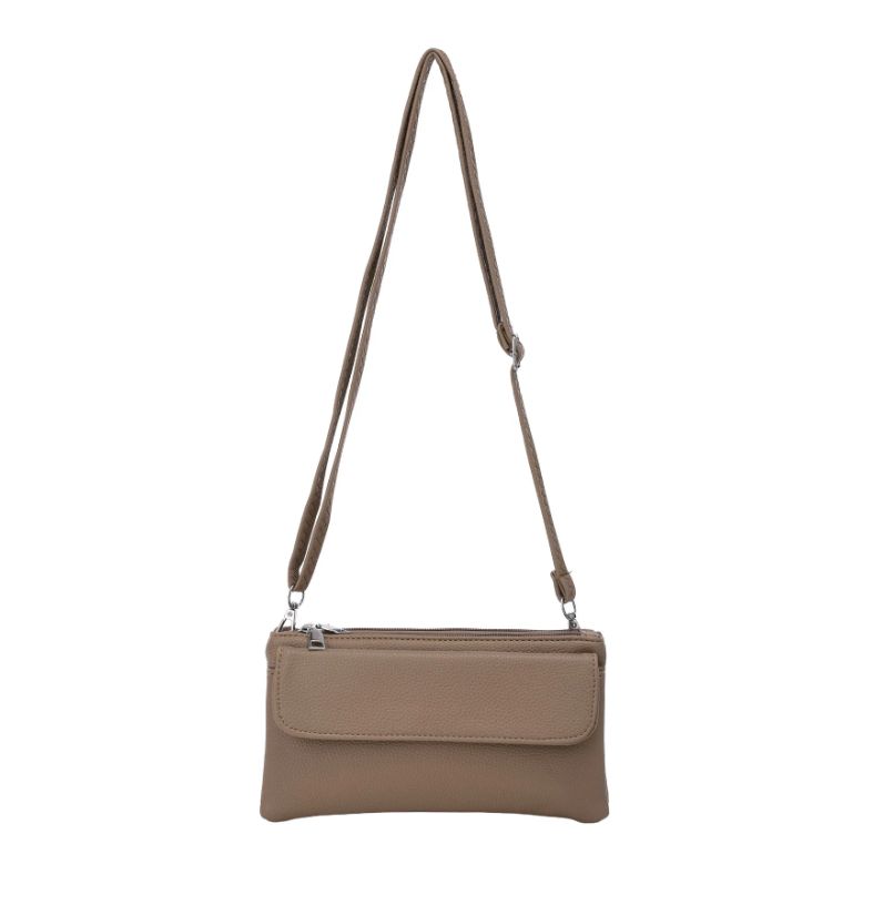 Sac pochette bandoulière en similicuir - Taupe