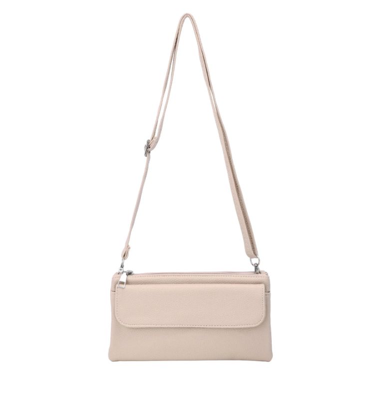 Sac pochette bandoulière en similicuir - Crème