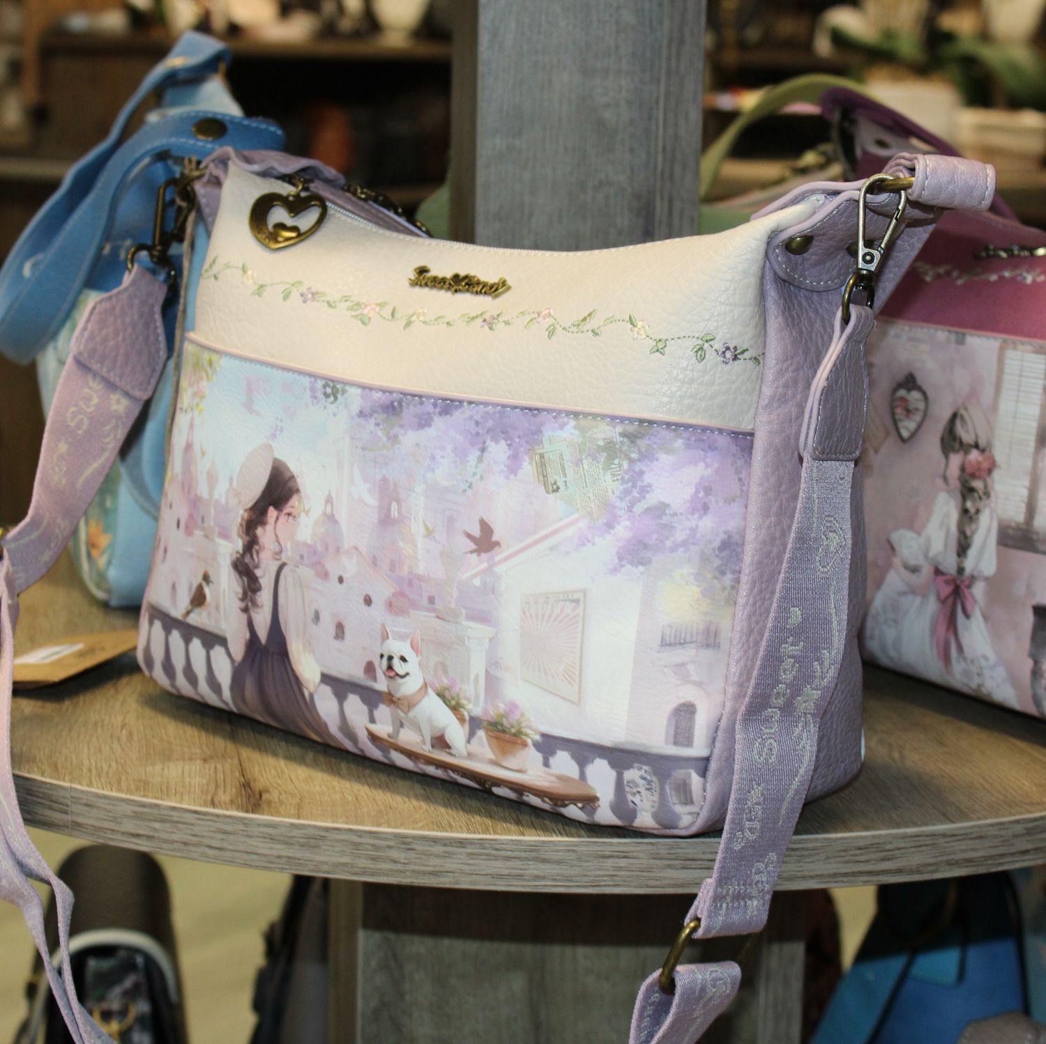 Sac épaule/bandoulière Sweet &amp; Candy - Lilas&amp;Beige