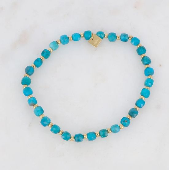 Bracelet en acier inoxydable doré et pierres naturelles - Turquoise