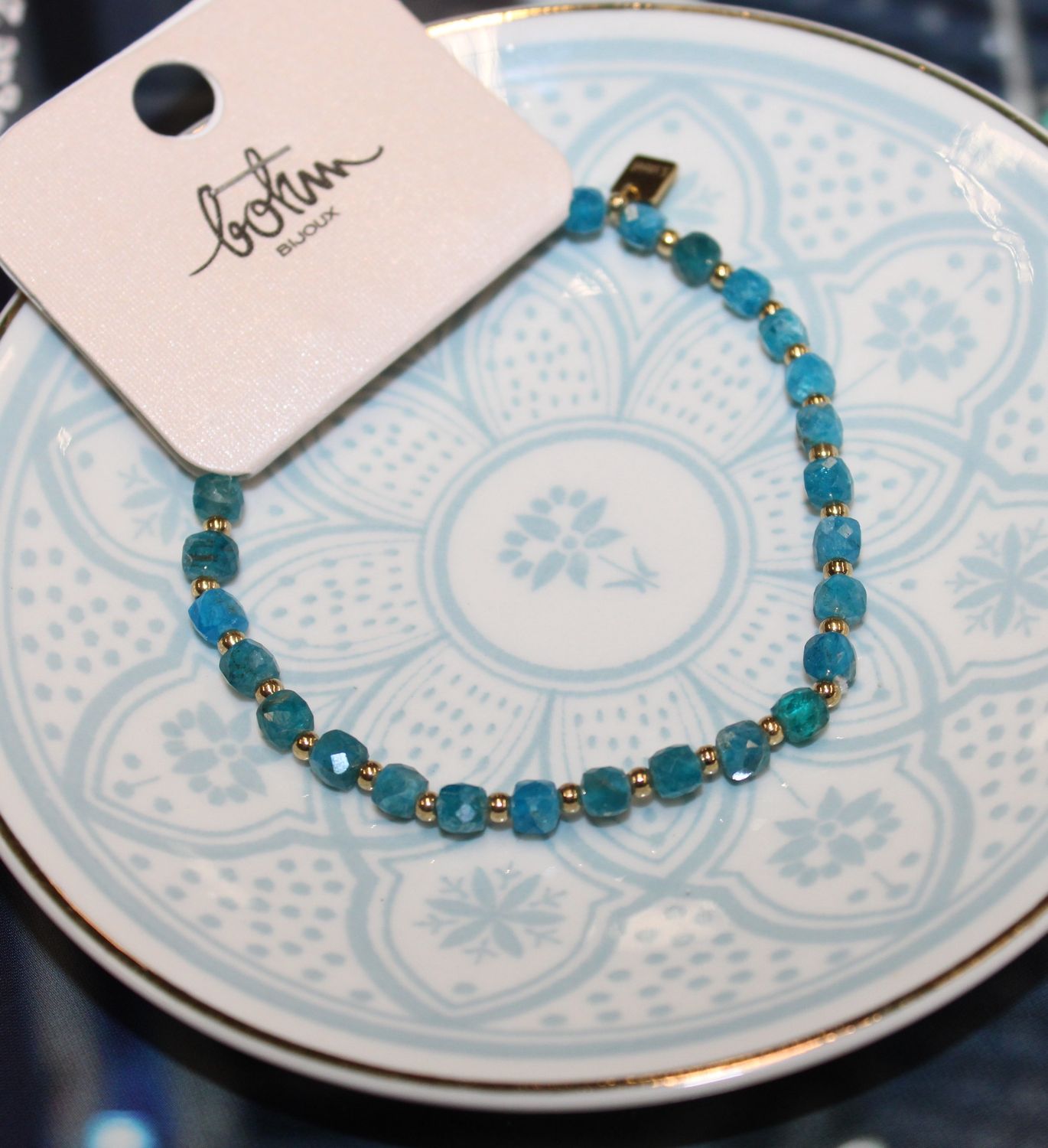 Bracelet en acier inoxydable doré et pierres naturelles - APATITE