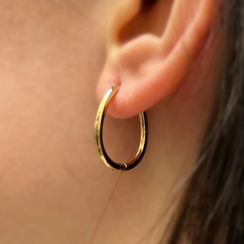 Créoles ovale en acier inoxydable doré