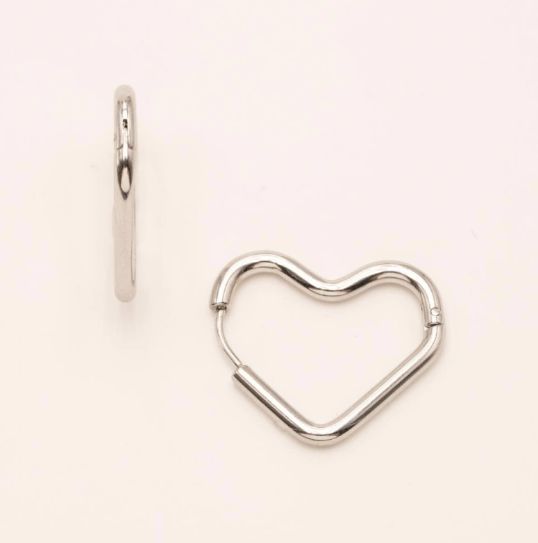 Créoles cœur en acier inoxydable