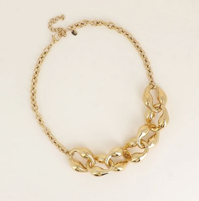 Collier à gros anneaux en acier inoxydable doré