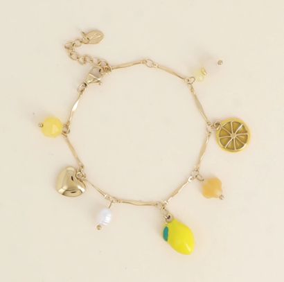 Bracelet citron en acier inoxydable doré