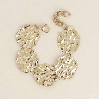 Bracelet en acier  doré avec pièces martelés