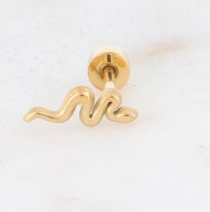 Piercing serpent en acier inoxydable doré