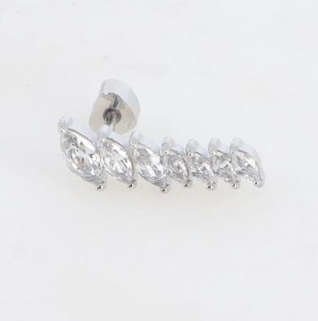 Piercing en acier inoxydable avec cristaux