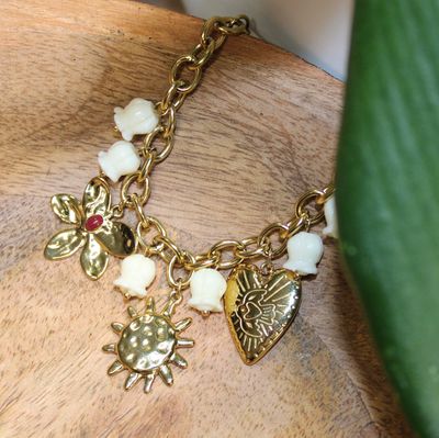Bracelet à breloques en acier inoxydable doré