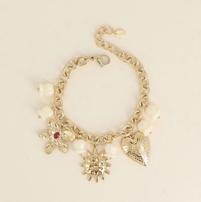Bracelet à breloques en acier inoxydable doré