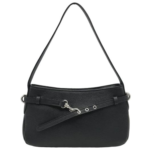 Sac épaule/bandoulière en cuir grainé - Noir