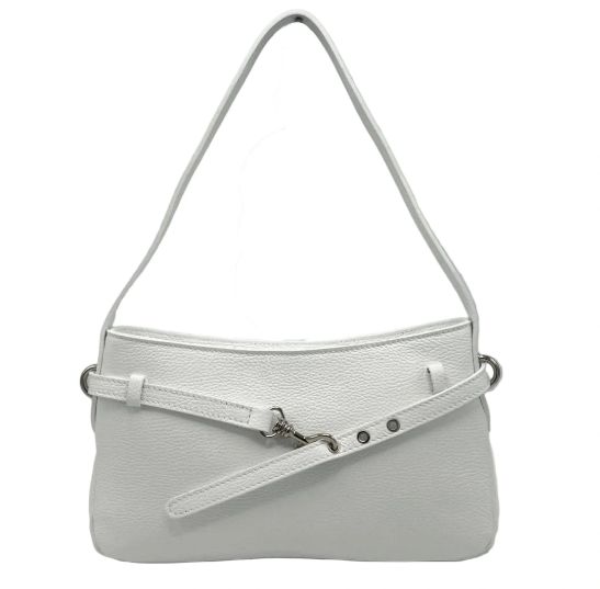 Sac épaule/bandoulière en cuir grainé - Blanc