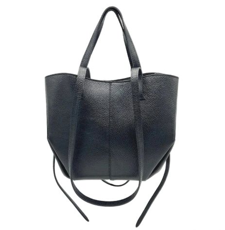 Sac modulable porté épaule en cuir grainé - Noir