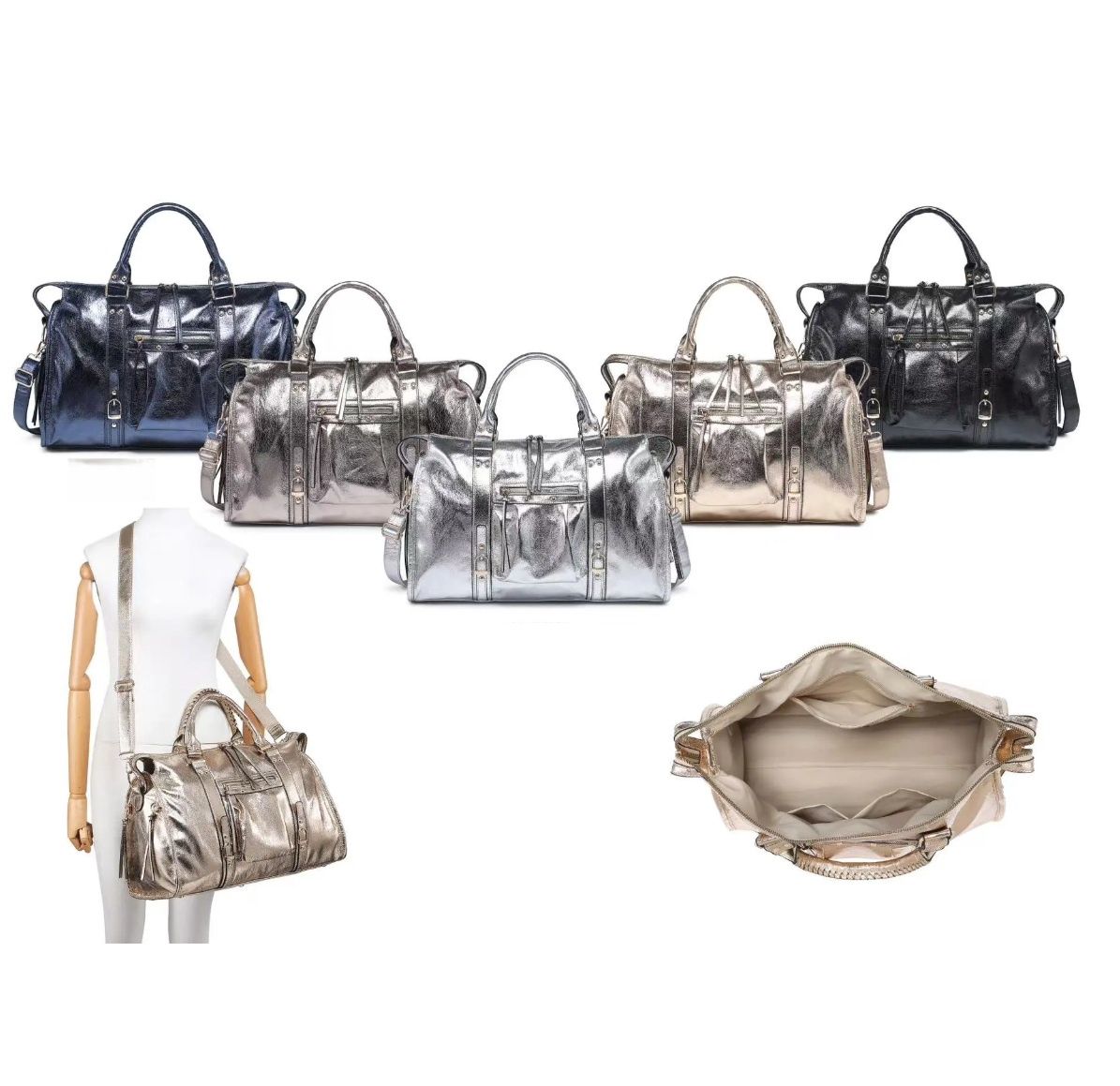 Sac XXL à floches - Gris foncé irisé