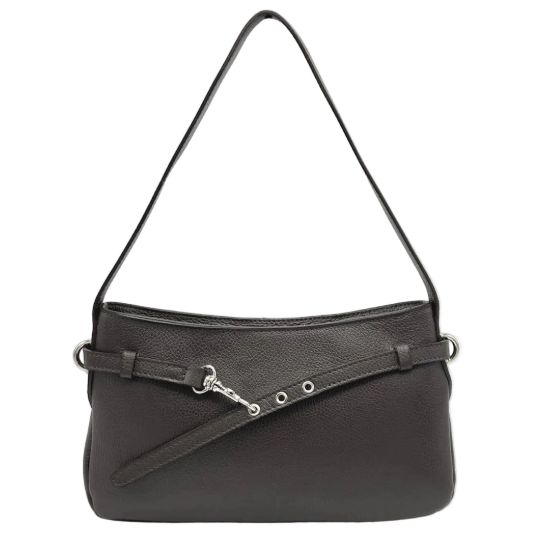 Sac épaule/bandoulière en cuir grainé - Marron