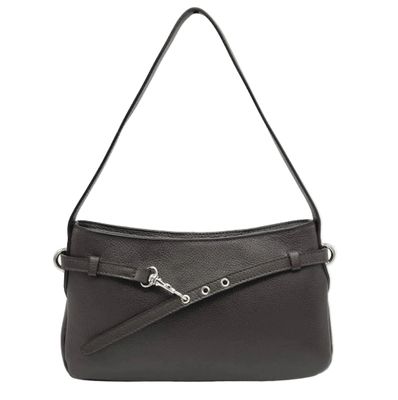 Sac épaule/bandoulière en cuir grainé - Marron