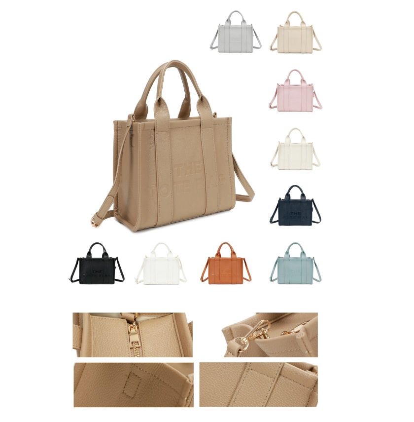 Petit sac TOTE en similicuir - Cognac