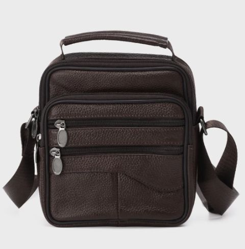 Sac homme en croute de cuir - Marron