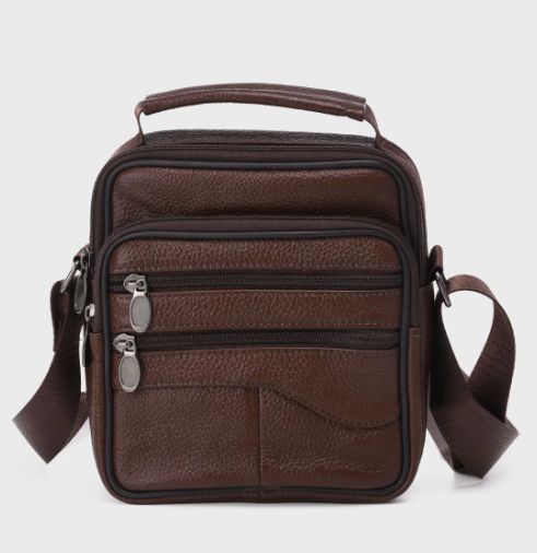 Sac homme en croute de cuir - Marron Clair