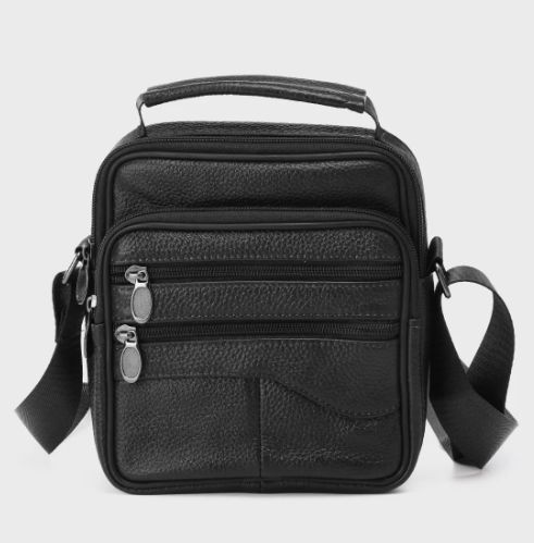 Sac homme en croute de cuir - Noir