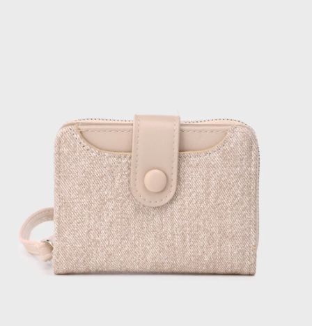 Petit portefeuille en cuir synthétique - Beige
