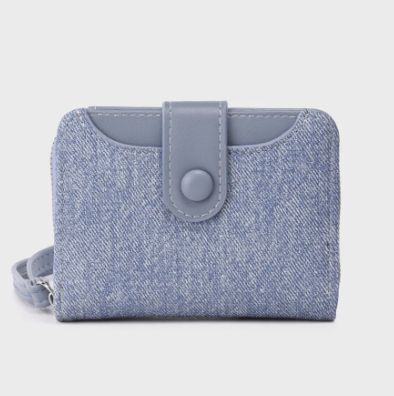 Petit portefeuille en cuir synthétique - Bleu Jeans