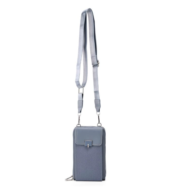 Sac pochette à bandoulière format téléphone - Bleu Clair