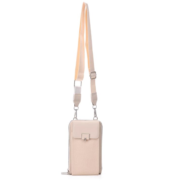 Sac pochette à bandoulière format téléphone - Beige