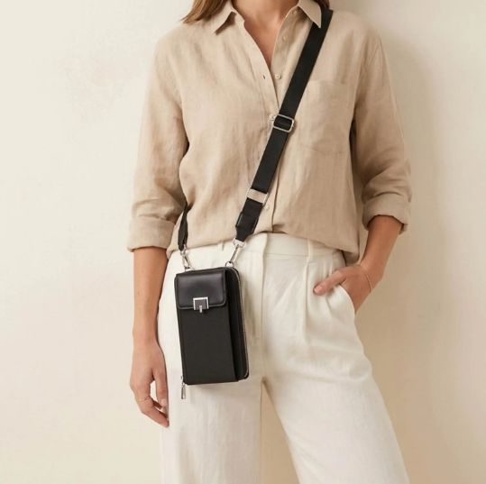 Sac pochette à bandoulière format téléphone - Noir
