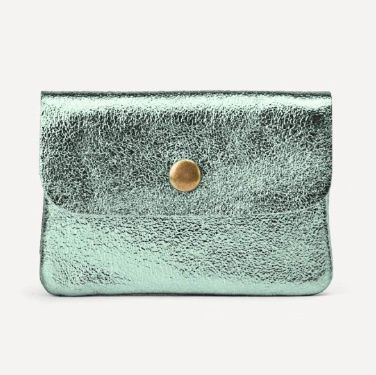 Petit porte-monnaie en cuir métallisé - Vert Clair