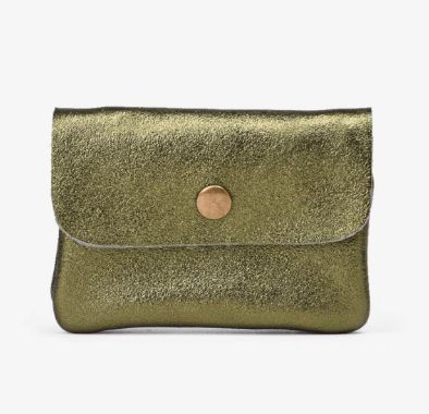 Petit porte-monnaie en cuir métallisé - Kaki