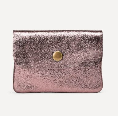 Petit porte-monnaie en cuir métallisé - rose Gold