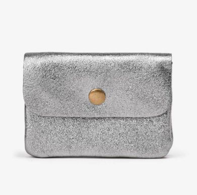 Petit porte-monnaie en cuir métallisé - Anthracite
