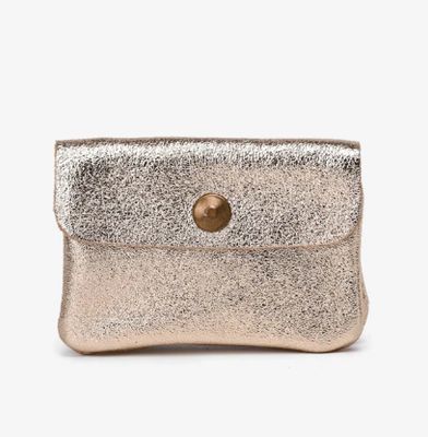 Petit porte-monnaie en cuir métallisé - Doré