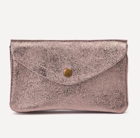 Grand porte-monnaie en cuir métallisé - Bronze
