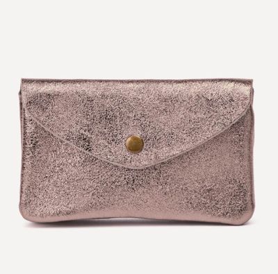 Grand porte-monnaie en cuir métallisé - Bronze