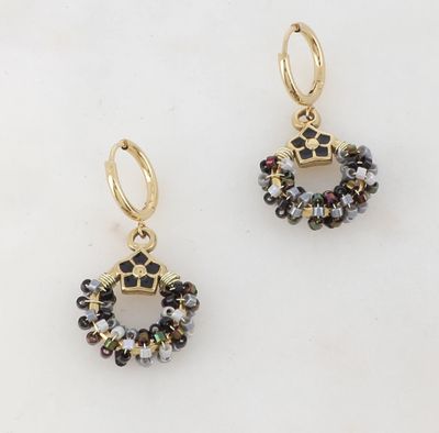 Boucles d'oreilles  avec perles, étoile et émail