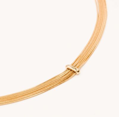 Collier en acier inoxydable avec mailles serpent - Doré