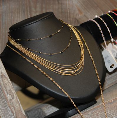 Collier en acier inoxydable avec mailles serpent - Doré