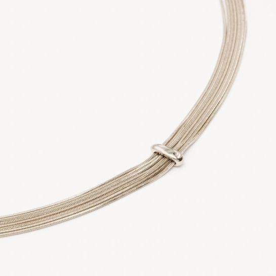 Collier en acier inoxydable avec mailles serpent - Argenté