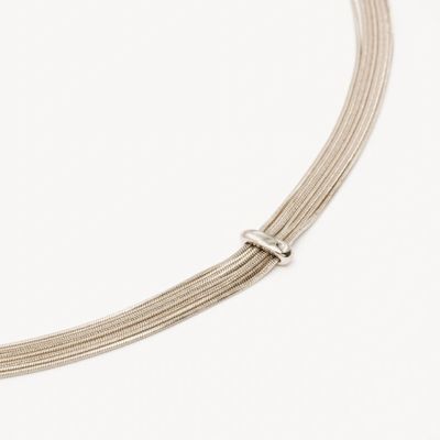 Collier en acier inoxydable avec mailles serpent - Argenté