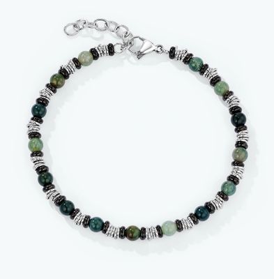 Bracelet homme en acier et pierres naturelles