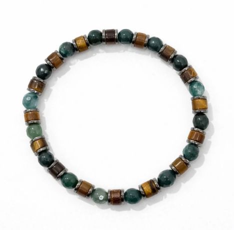 Bracelet homme sur fil en acier et pierres naturelles