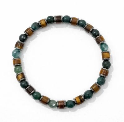 Bracelet homme sur fil en acier et pierres naturelles