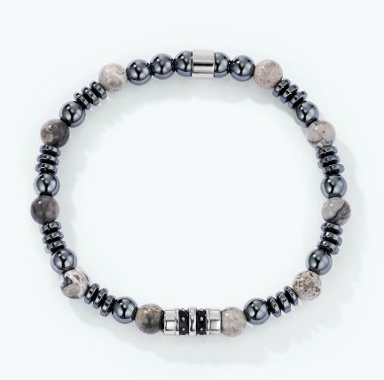 Bracelet HOMME en acier et pierres naturelles.
