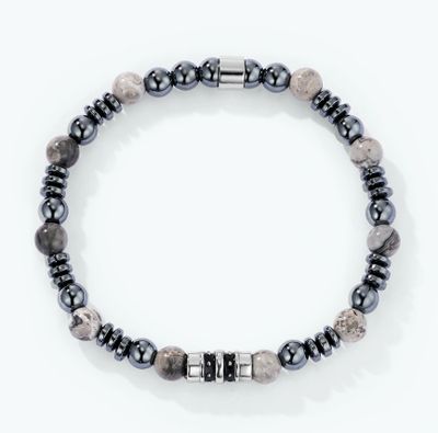 Bracelet HOMME en acier et pierres naturelles.