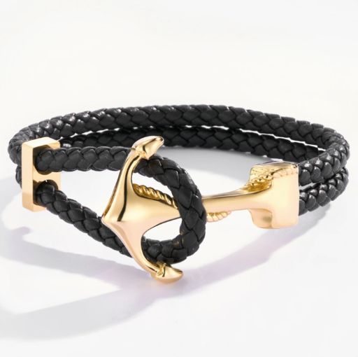 Bracelet cuir avec encre en acier - Or