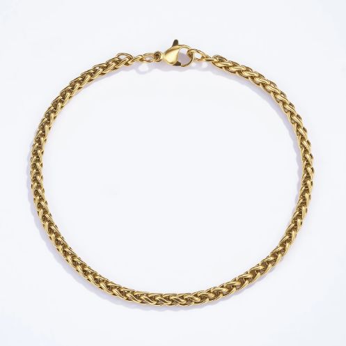 Bracelet tressé en acier doré pour homme
