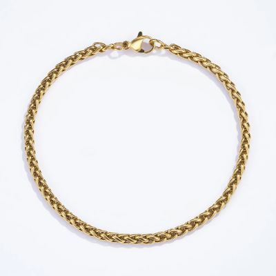 Bracelet tressé en acier doré pour homme