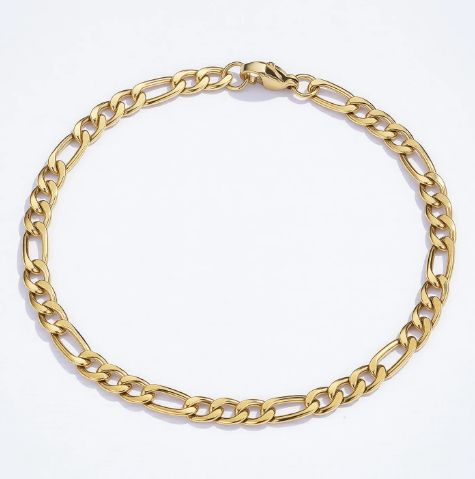Bracelet de mailles figaro en acier doré